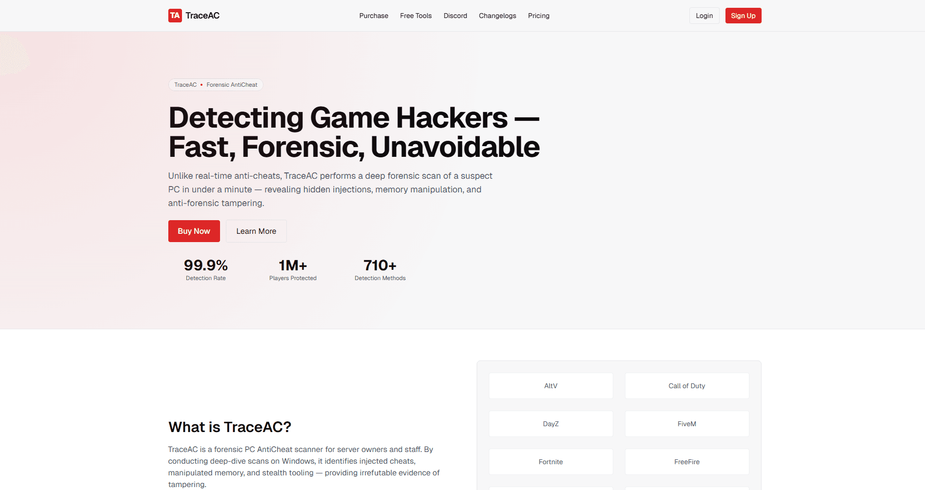 TraceAC Anti-Cheat Website screenshot 1