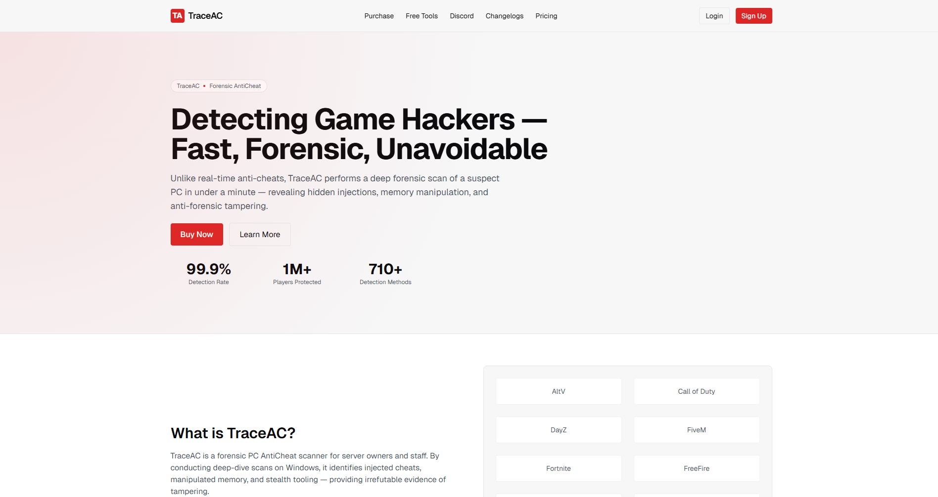 TraceAC Anti-Cheat Website